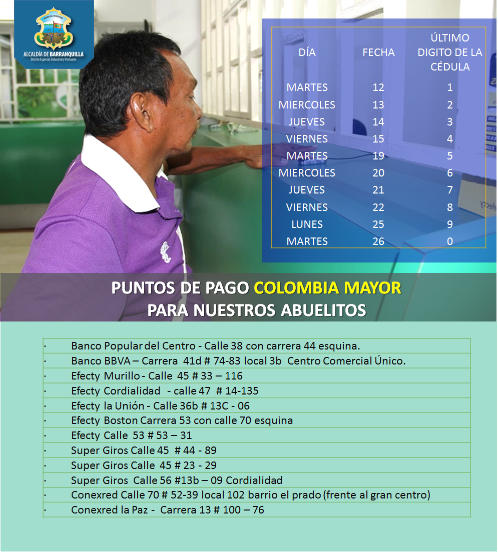 gestionsocialbq's tweet photo. Mañana iniciamos pago a los abuelitos de @ColombiaMayor y habilitamos 12 puntos para atenderlos de la mejor manera http://t.co/0vt3ZAhuus
