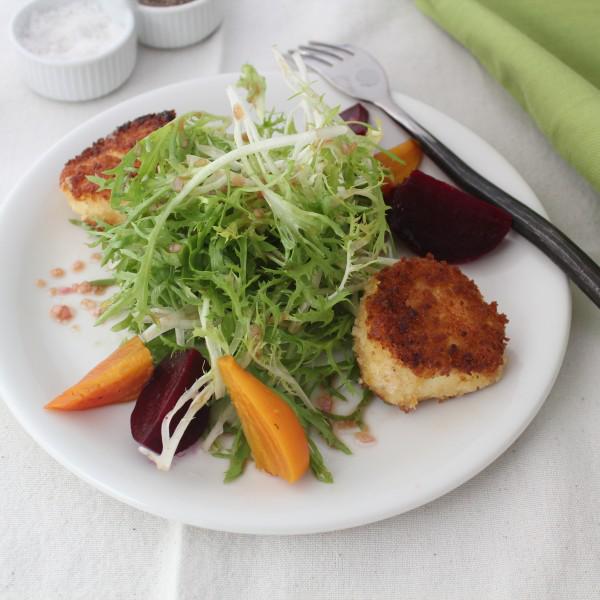 Roasted Baby Beet Salad with Warm Goat Cheese and Frisee bit.ly/1GLBAl9 #RecipeoftheWeek #Spring #Beets