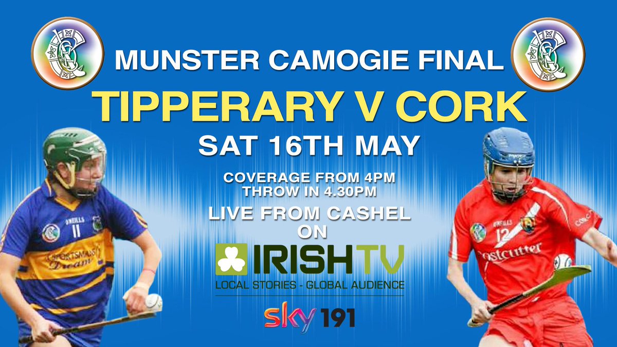 LIVE broadcast of the Munster Senior Inter County Camogie Final Saturday 16th May, coverage starts <a href="/4pm/">4pm</a> #Irishtvsport