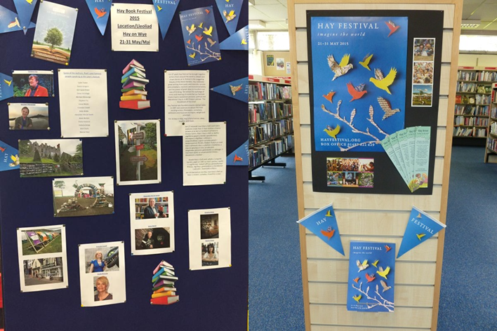 readingagency's tweet photo. More great @hayfestival displays - these from #SandiwayLibrary and #LlanelliLibrary http://t.co/uPs9lzUO6h