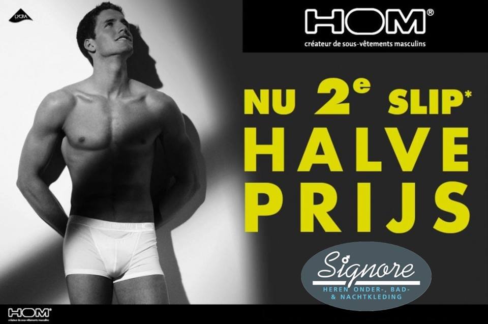 En voor de mei actie: iedere 2e slip of short van Hom Ho1, kunt u ook tijdens Hemelvaart bij Signore terecht.