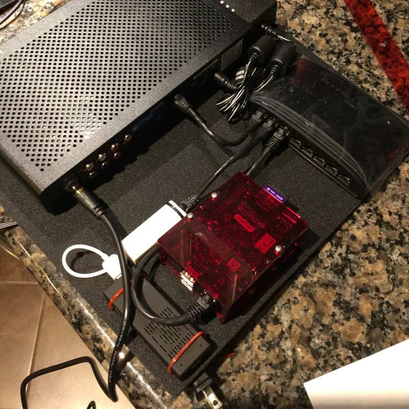 Look what I made over the weekend! A custom VESA 300 component board. Cost me < $6 including custom network cables.