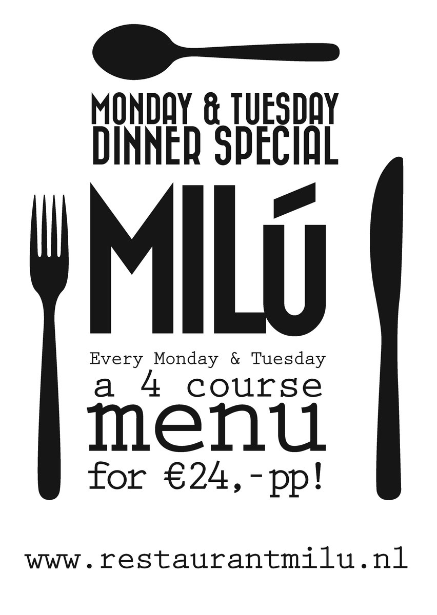 Het is weer #maandag! Elke maandag en #dinsdag hebben wij onze #dinner #special: een 4 gangen keuzemenu vanaf € 24,-!