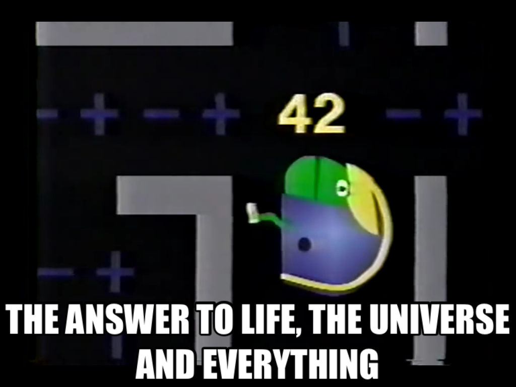 DragonLord1975's tweet image. This #Mathman meme has a little in-joke for &quot;Hitchhiker&apos;s Guide to the Galaxy&quot; fans. #SquareOneTV