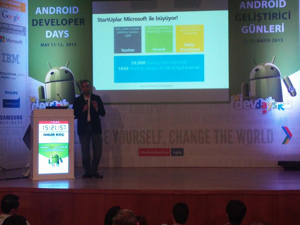 ismailkrc's tweet photo. #startup kapsamındaki projelere tüm yazılım ve bulut platformu 3 yıl bedava. @MicrosoftTR #AndroidDeveloperDays http://t.co/EwwrCUIlBr