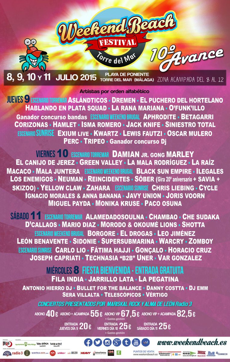 🙌 SORTEO: Abono #Weekendbeach #festival 
1º Rt al tweet.
2º Síguenos. 
Ganador: 15/05