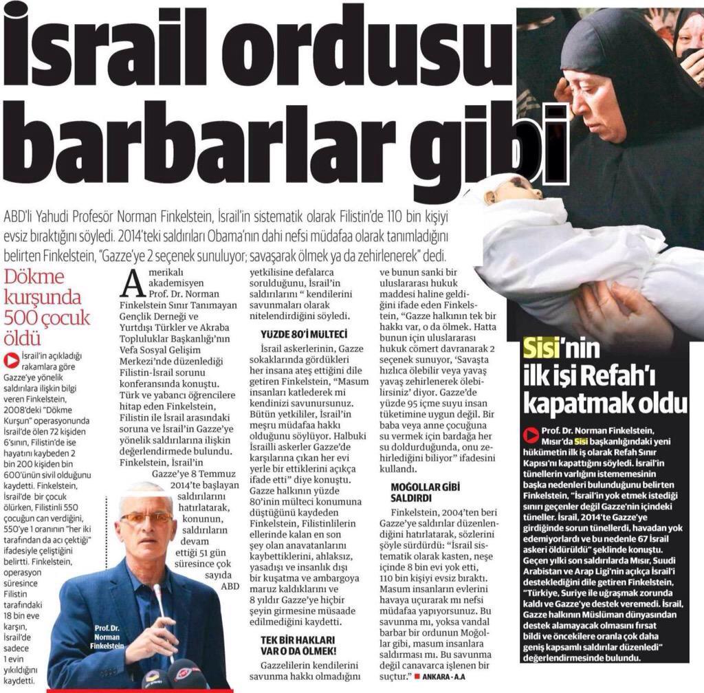 HGazze's tweet photo. ABD'li Yahudi Prof.Dr. Norman Finkelstein; #İsrail #Gazze ye 2 seçenek sunuluyor; şavaşarak ölmek ya da zehirlenerek" http://t.co/EpWCSzlqxV