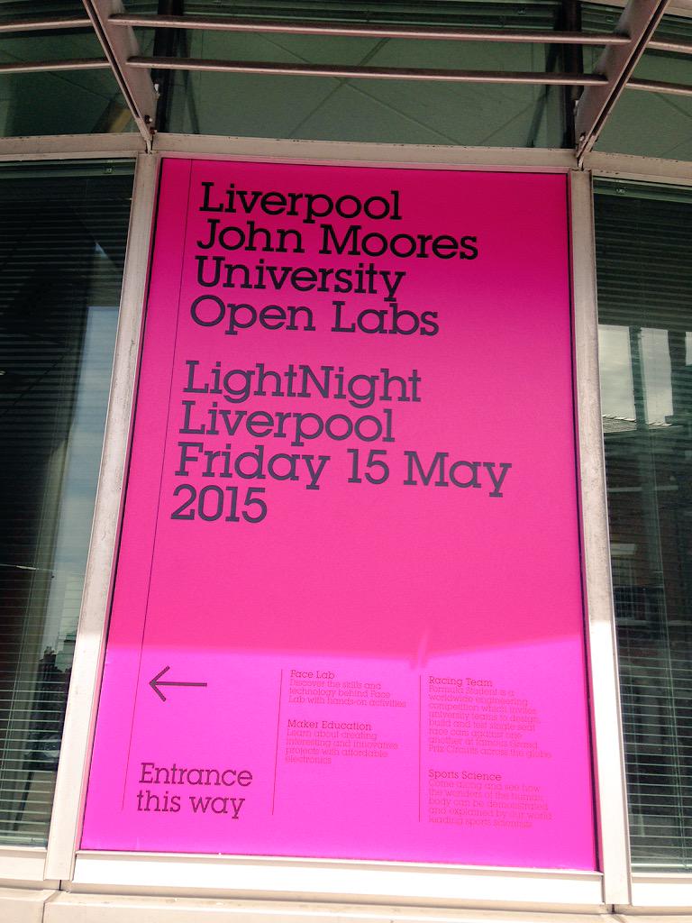 LSPsocials's tweet photo. The #LightNight2015 vinyls are going up at our ic1 building which means it's almost here #LJMU #OpenLabs #joinus #LSP http://t.co/HbpgZb3BET