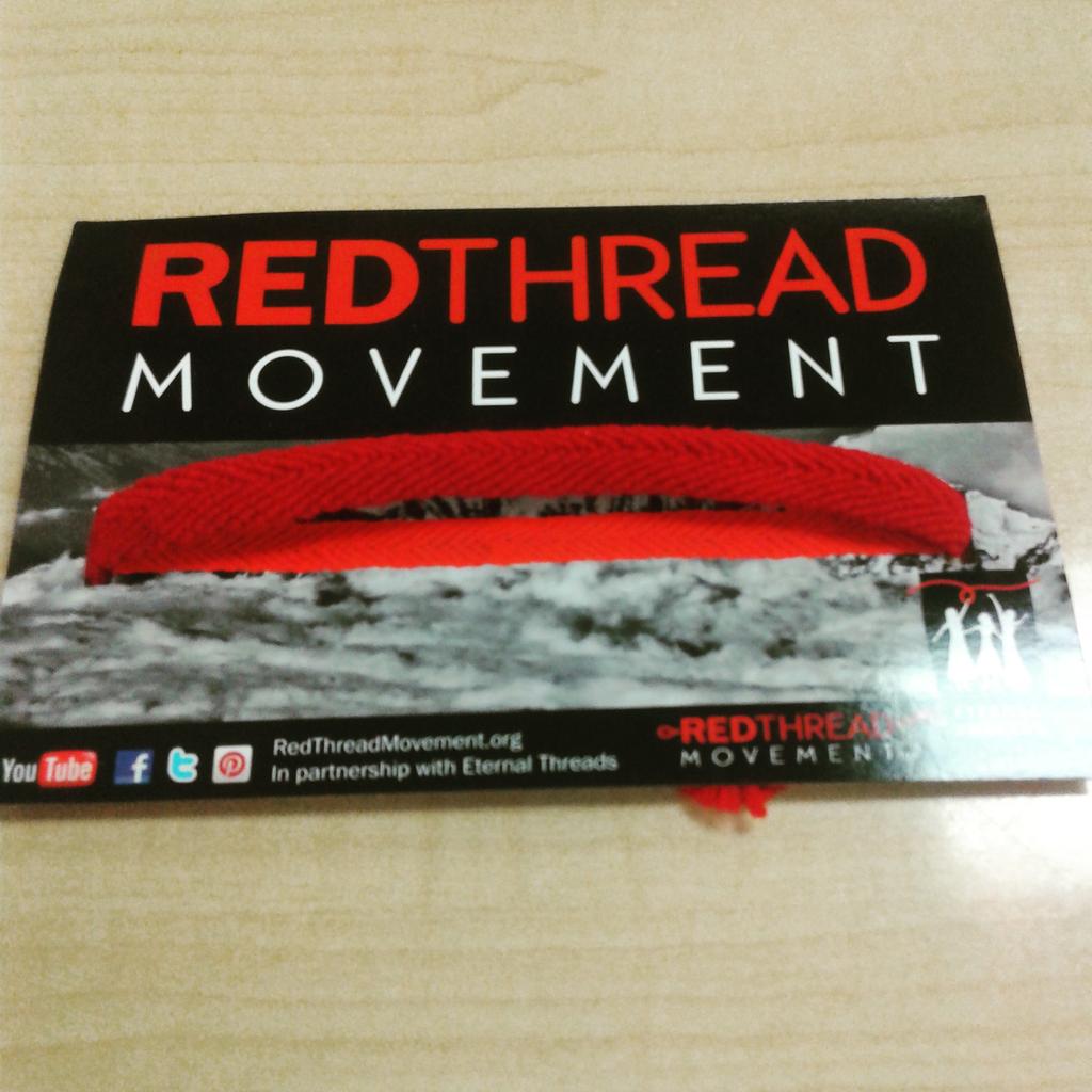 Kaitlynnshannon's tweet photo. Join the movement to end human trafficking. See Kendall Jenkins for a bracelet for 3$. #redthreadmovement http://t.co/4A4R3XydKW