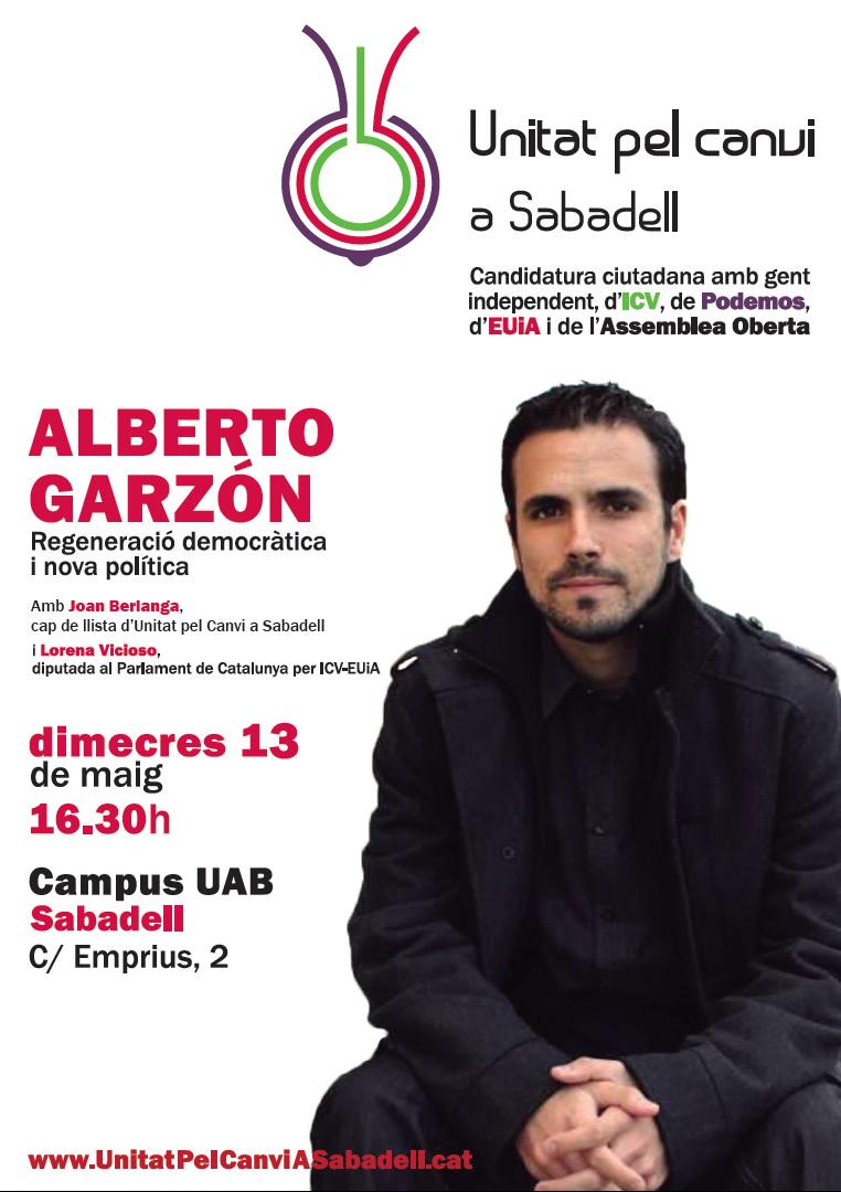 Sabadell_EnComu's tweet photo. Dimecres A.Garzon estarà a #Sabadell parlant de regeneració democràtica i nova política amb @valorena i @JoanBerlanga http://t.co/2MwvqCkG4y