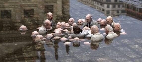 Rai_Arte's tweet photo. Isaac Cordal e il suo modo di vedere la politica ecologica mondiale #Berlino #surriscaldamento http://t.co/V9RI8yN44g