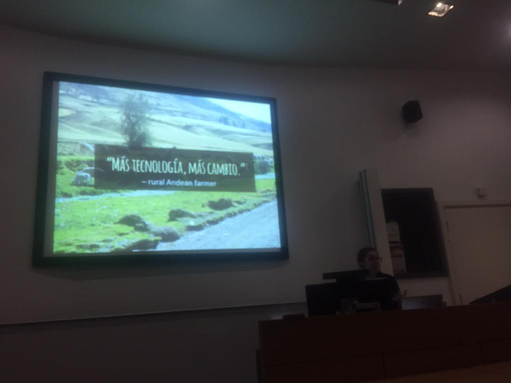ResearchThing's tweet image. Emetlne presents her talk, technology in emerging markets focussing on rural Peru #studentux
