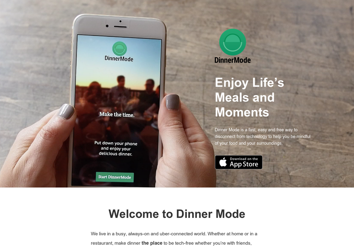 ProductHunt's tweet photo. Dinner Mode: Fast and easy way to disconnect from tech and be mindful. http://t.co/waGEnMzM5B via @sloane http://t.co/ObMMLdehOB