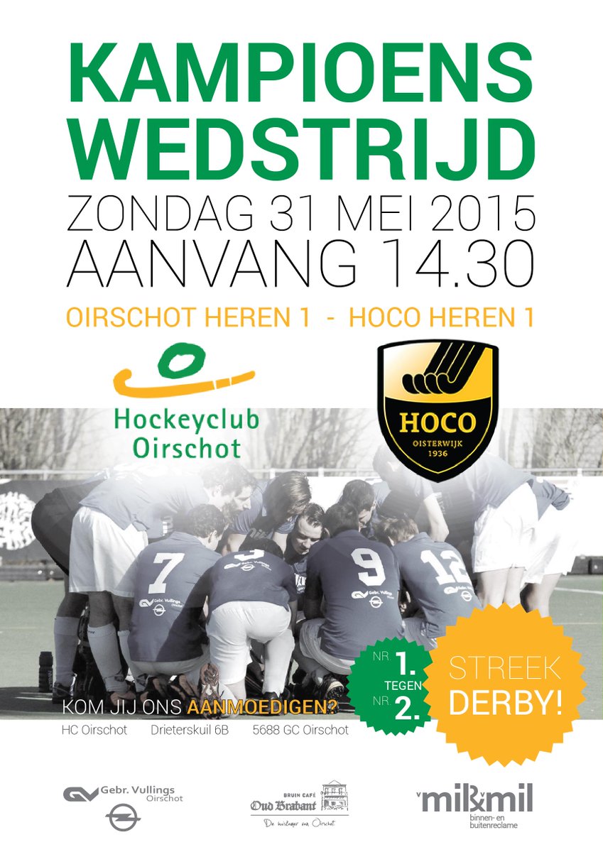 Op 31 mei speelt <a href="/oirschotheren1/">Oirschot Heren 1</a> om het kampioenschap. Met nog twee potten te gaan, zes punten voorsprong. Be there!
