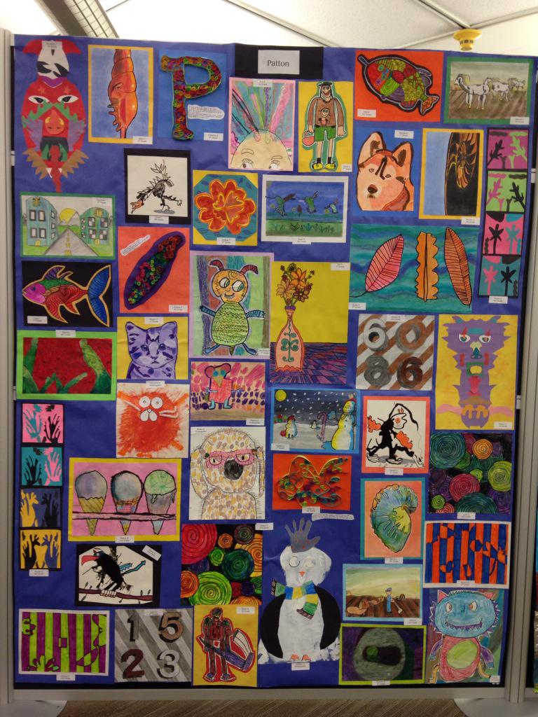 Beautiful artwork by Patton students at Memorial Library. <a href="/AHSD25Patton/">Patton Elementary</a> @patton_art