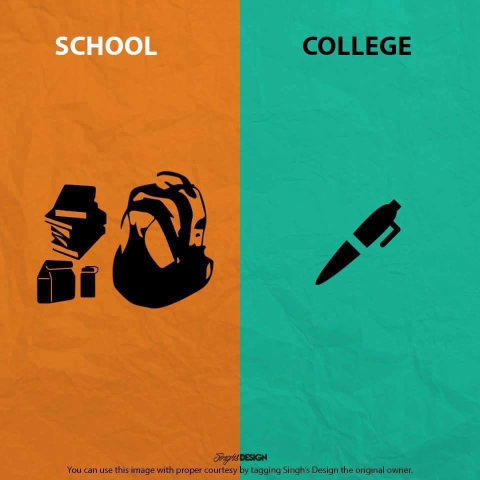 AbdulrahmanIbh's tweet photo. "الفرق بين المدرسة والكلية او الجامعة" http://t.co/8u5BcjPoo3