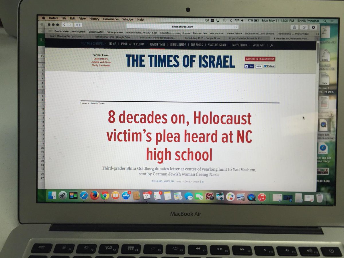 Nates_dad1's tweet photo. The Times of Israel picked up the amazing story of Holocaust victim Betty Erb. #HistoryComes2Life #GoEagles2k15 http://t.co/rDlg5MKv6s