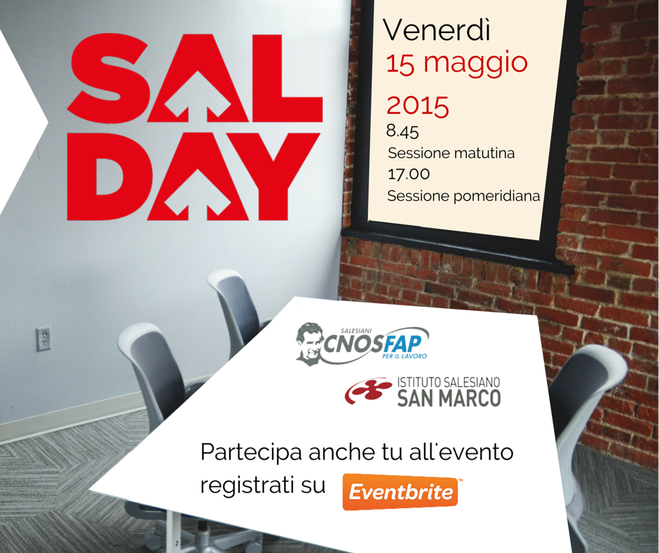 ServiziAL's tweet photo. Partecipa al SALDAY 2015 presso l'istituto salesiano san marco! Per partecipare registrati su http://t.co/Ng9VKNSJih http://t.co/r7XbyIrmxj