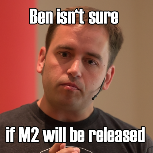 riconeitzel's tweet photo. well … @benmarks isn't sure if #magento2 will be released #magememes #wrongContent #mm15de http://t.co/z4OEBpxk4i