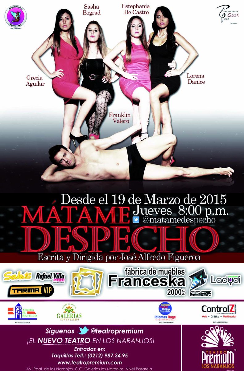 PSEXTAPARED's tweet photo. JUEVES 14/MAYO ULTIMA FUNCION DE @MatameDespecho EN @teatropremium 8PM ENTRADAS http://t.co/CDyKV0OixI  y teatro http://t.co/0kbWJqxw1j