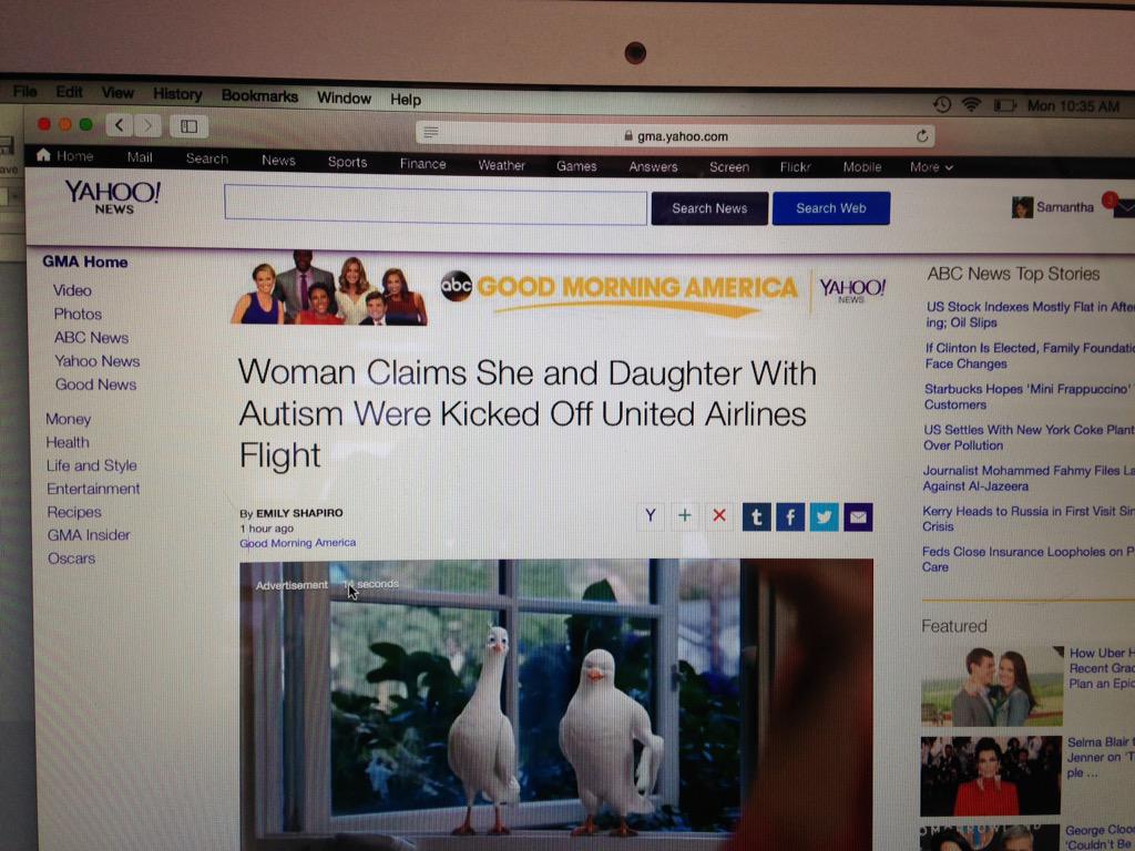 sweetswisha27's tweet photo. JUST WOW I hope nobody ever flies you again. @UnitedAirlines #UnitedAirlines #autismawareness http://t.co/BlJ9cL9cOv