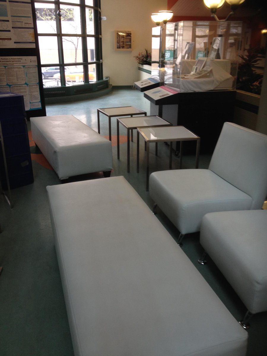 Setting up bench #ottomans, #chairs and #tables for a comfy lounge for #NursesWeek  #ThankANurse #sitra #furniture