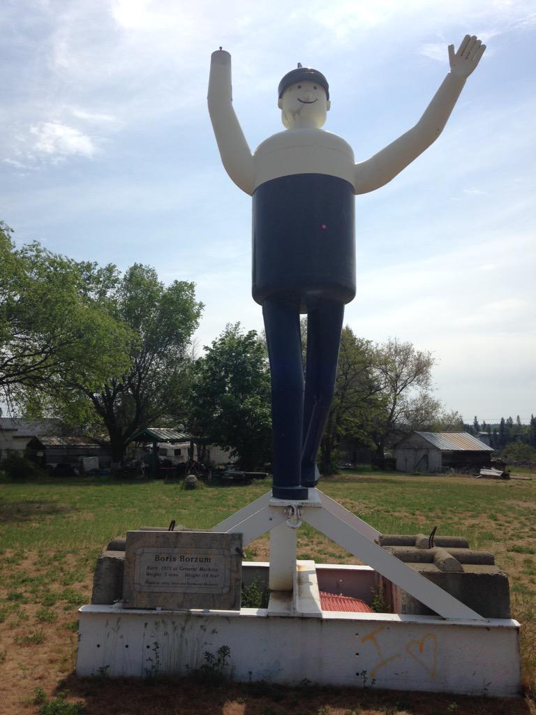 DaveSomers's tweet photo. On the corner of Summit Blvd and College lies Boris Borzum. Never know what you'll find in Spokane. @KHQLocalNews http://t.co/5H11QrFB1I