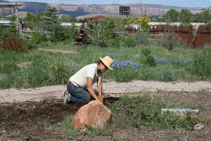 Humanists Doing Good volunteers helping to build a monarch butterfly way station to stop at on their migration.