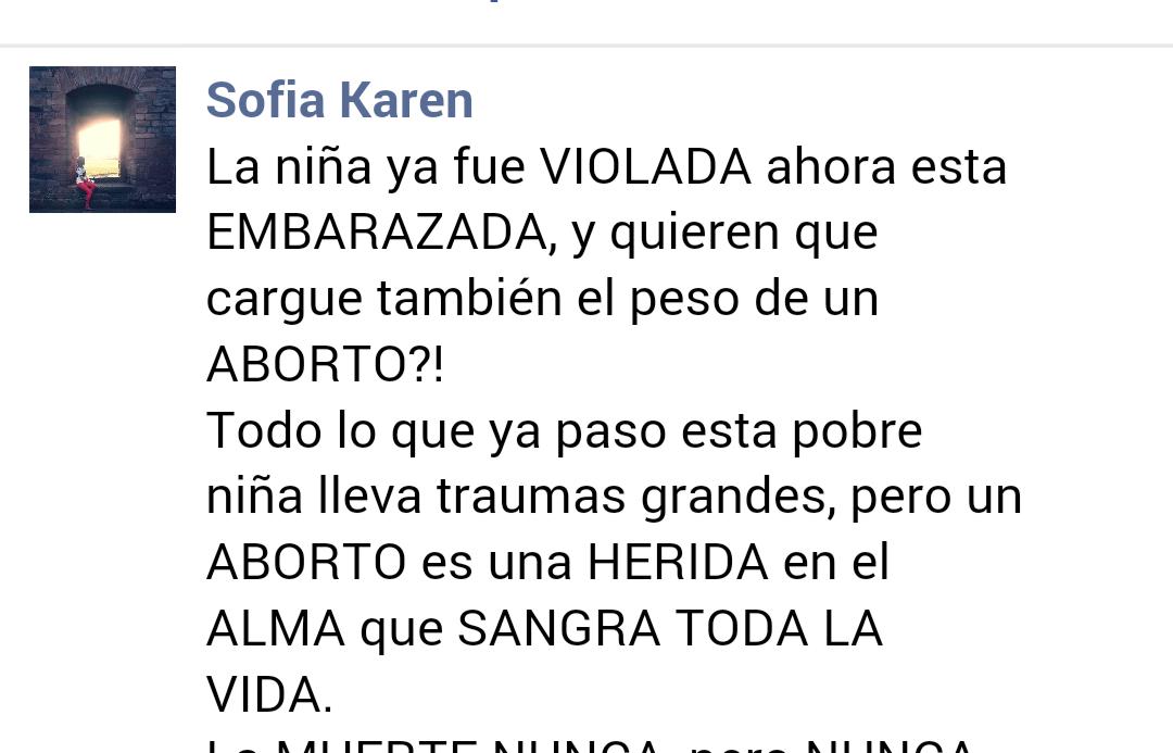 meii_ayala's tweet photo. Violada y embarazada a los 10 años pero obvio, un aborto le re va arruinar la vida. http://t.co/N4AfwSNeUR