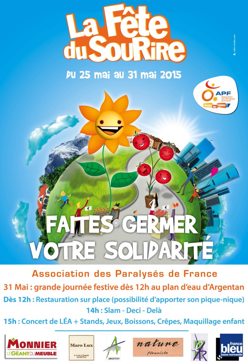 La #FeteDuSourire approche à grand pas. Venez nombreux à Argentan au plan d'eau le Dimanche 31/05 ! <a href="/francebleu/">Guédon Laurent</a>