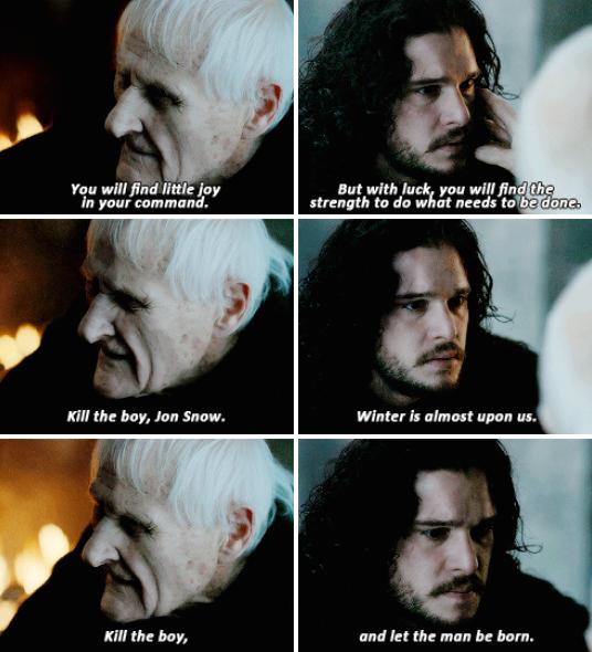 ThronesUpdates's tweet photo. "Kill the boy and let the man be born." #GameOfThrones http://t.co/LH9NTkNroB