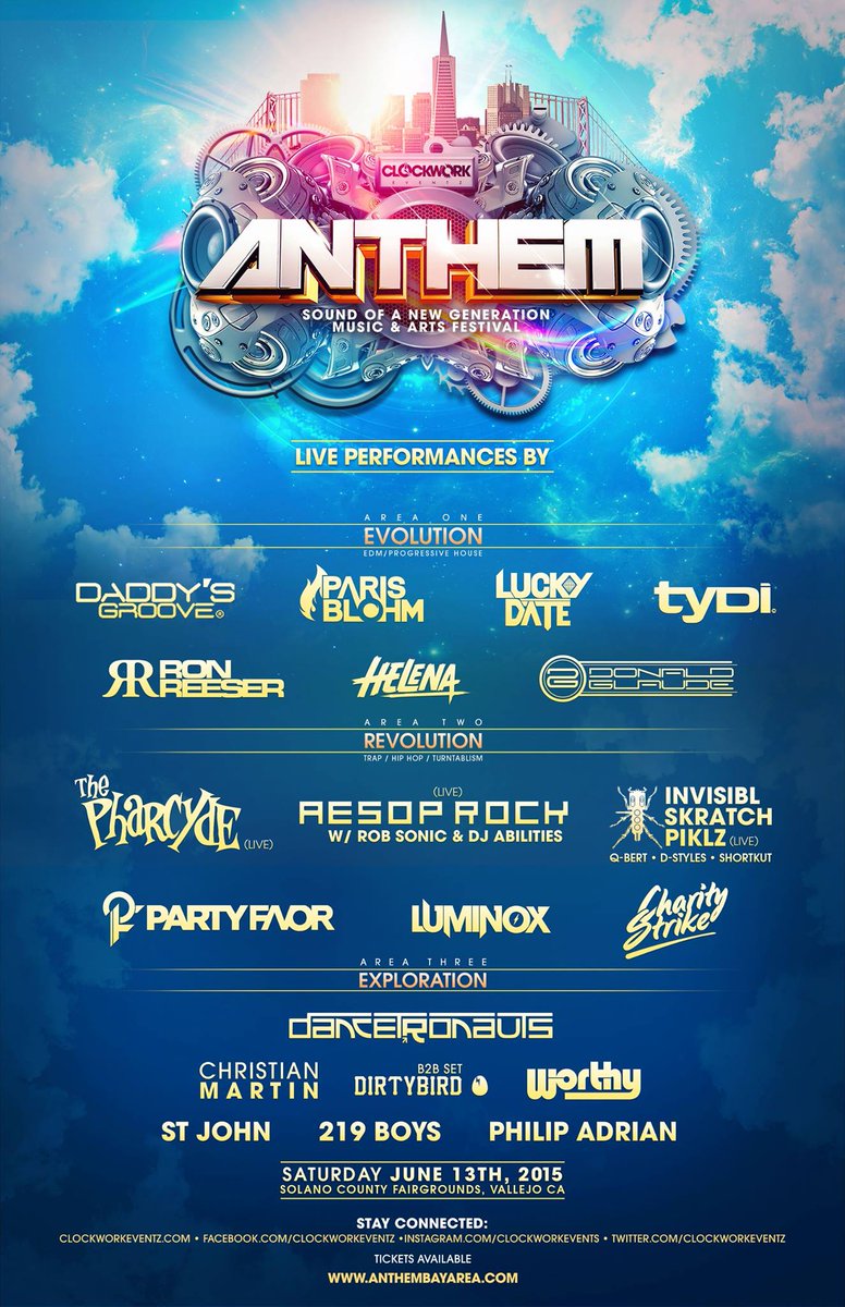 ClockworkEventz's tweet image. kickin' off the 2015 summer festival season with flavor!! #ClockworkEventz returns with #AnthemBayArea. Not to miss!