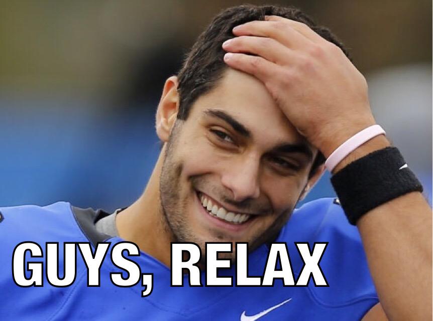 patspackblog's tweet photo. When you realize Jimmy G is better than half the quarterbacks in the NFL today... http://t.co/rXvKpnK0fd