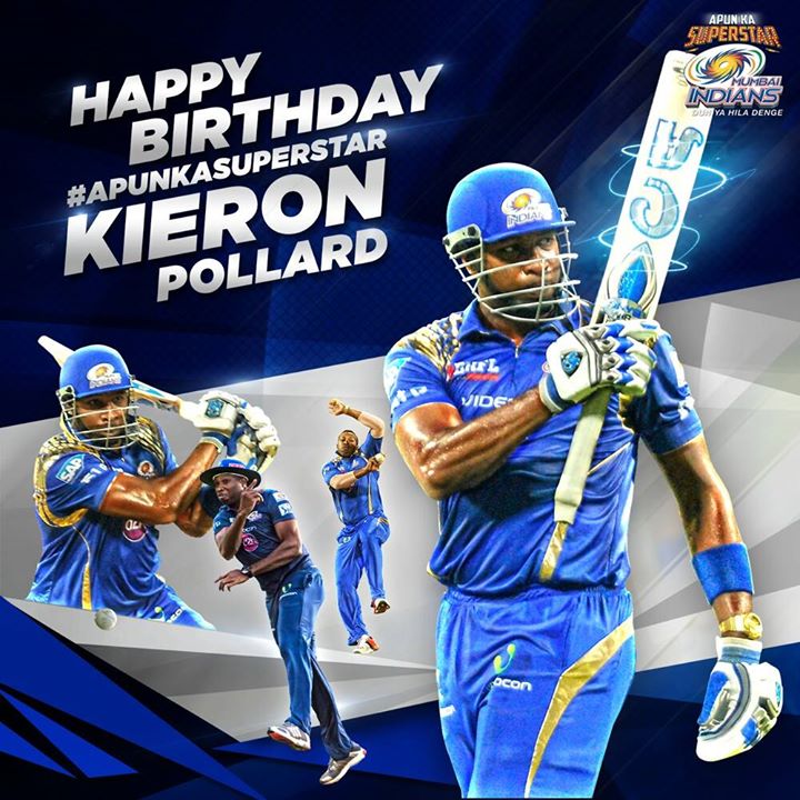 Here\s wishing the big man from West Indies
the superman without a cape and
Kieron Pollard a very happy
birthday! 