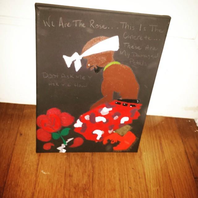 Tupac_music's tweet image. Almost done wit the piece for the fam .. she loves #2pac #progressioniskey #blessed #houarts #canvas by boogii101