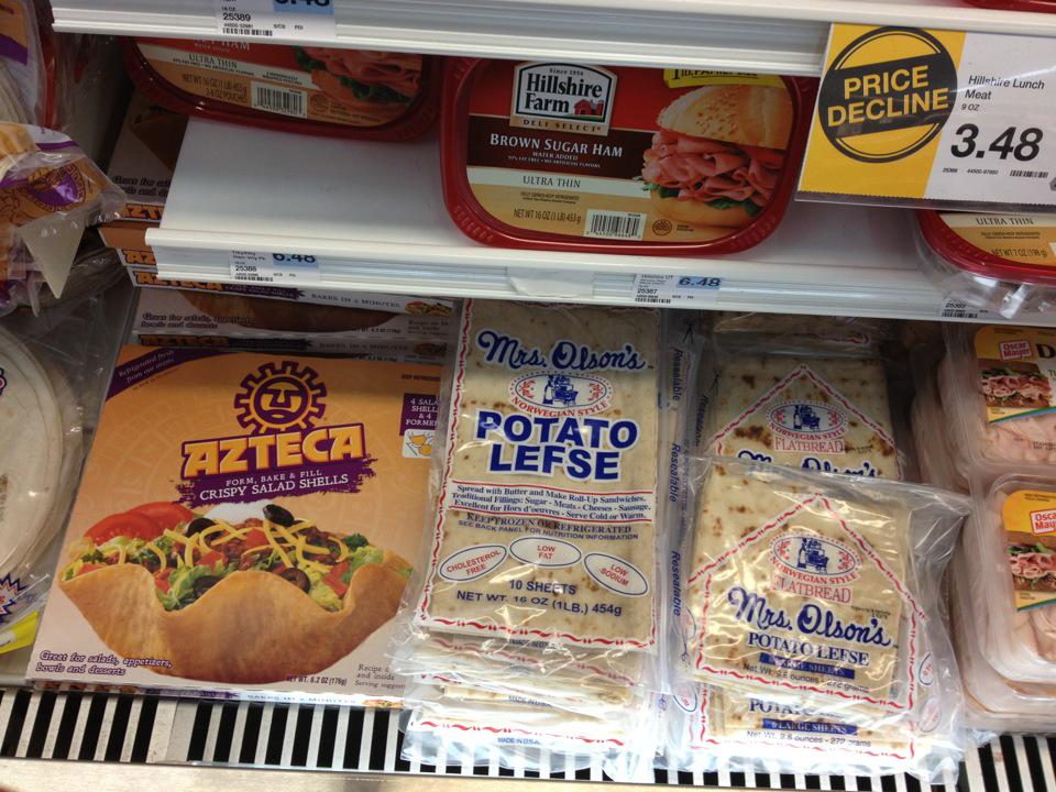 See Mrs. Olson's potato lefse but no FILO dough. Ugh. (at HyVee in
