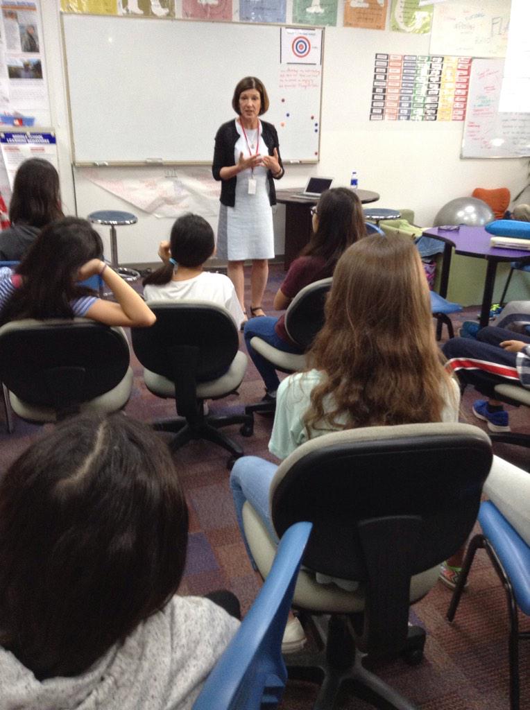 bboyer's tweet photo. #candyfleming "gossiping" with 7th graders! http://t.co/8kwsEFVYND
