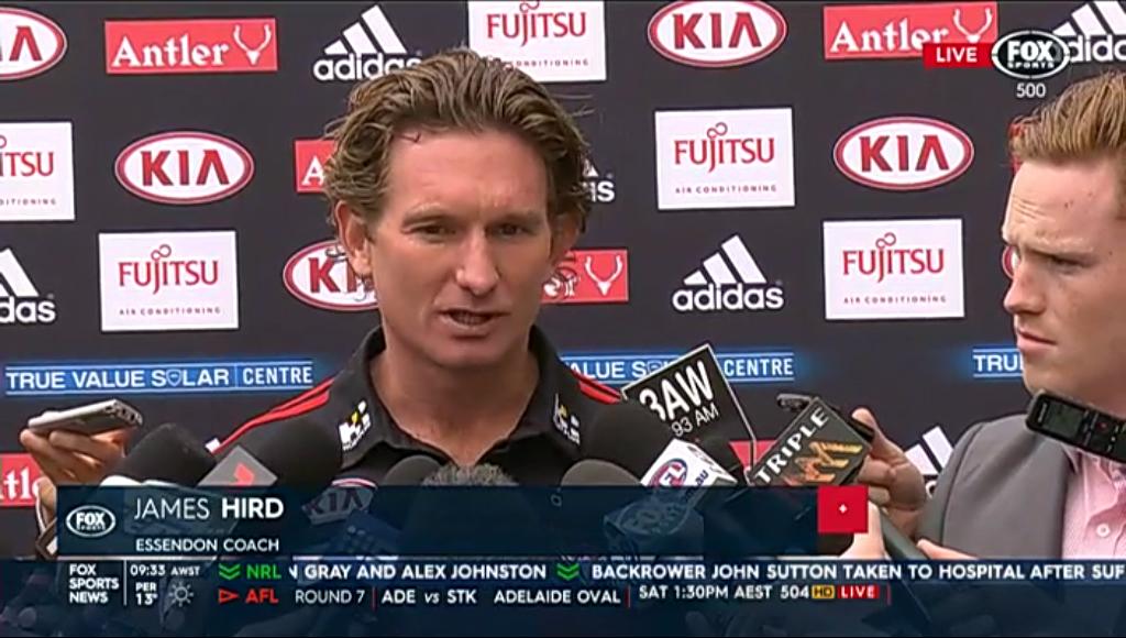 sportsbetcomau's tweet photo. James Hird says he received an email about the WADA appeal at 6.16am. Started hair and make up at 6.17am #AFL http://t.co/abYQMTYy2U