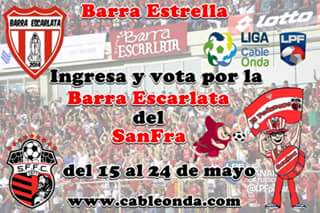 15 al 24 de mayo se escogerá a la mejor barra de la LPF, te solicitamos el apoyo para la  Barra Escarlata del SFC
