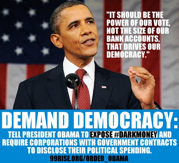 99rise's tweet photo. Talk is cheap. Petition @BarackObama to issue an executive order exposing #DarkMoney now! 
http://t.co/ezpzcXv5ja http://t.co/w6XAcYJmQM