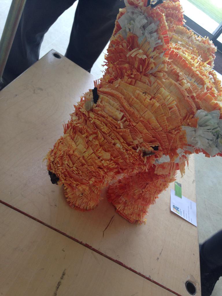 <a href="/NNOpenStudios/">Norfolk Open Studios</a> at the Atrium north Walsham today. Loving this little chap made from #sainsburys carrier bags