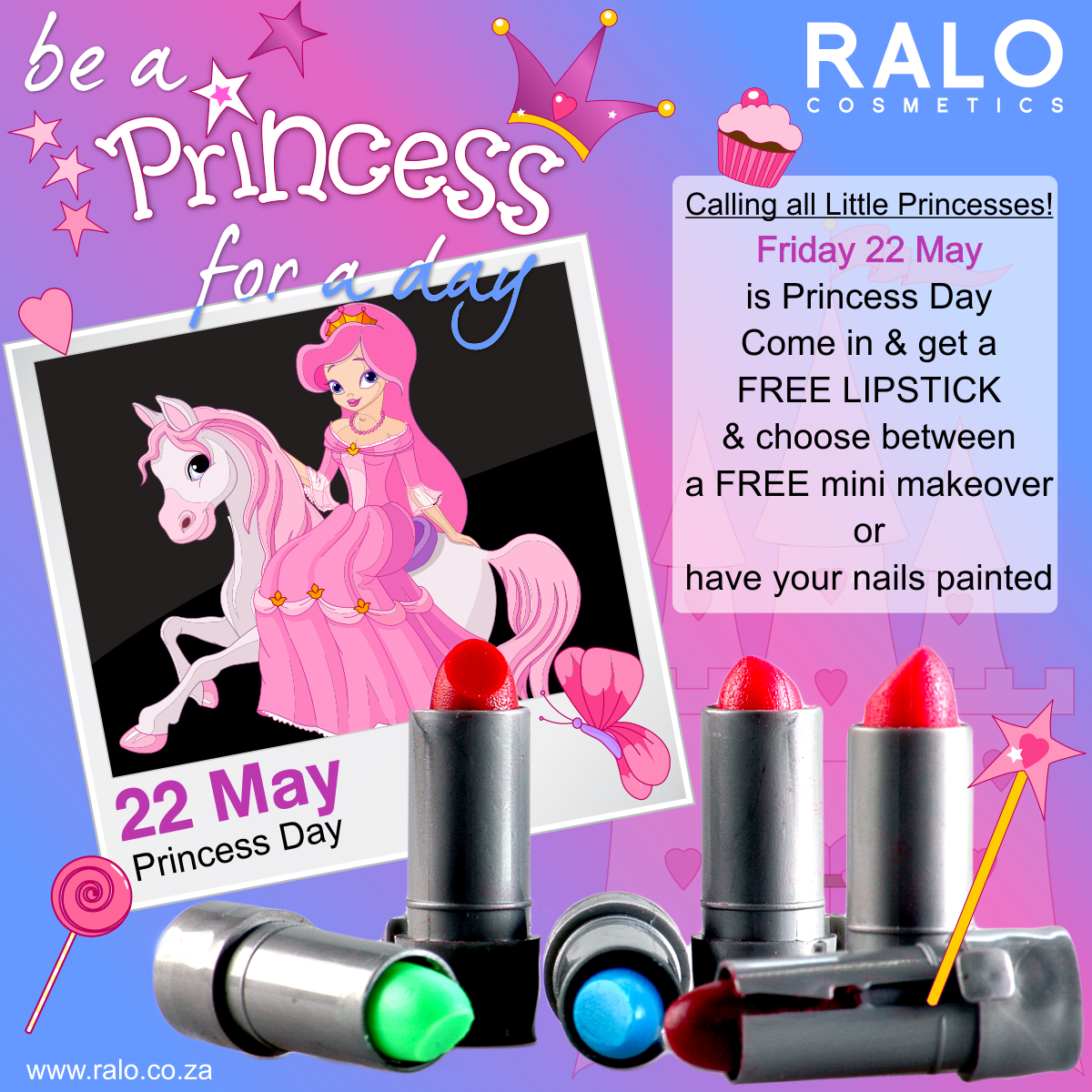 Friday 22 May is Princess day! Bring in your little princess to be spoiled <3