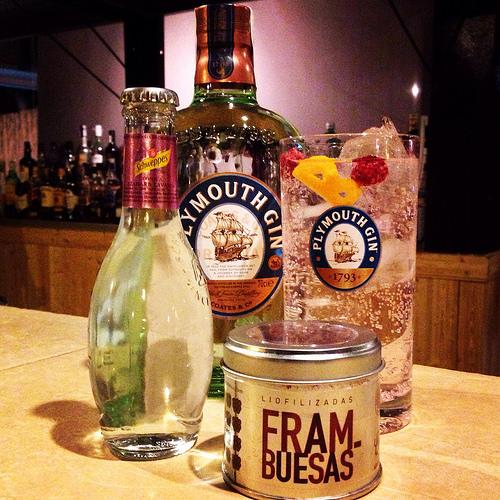 cocktelea's tweet photo. Qué buen Gintonic con @PlymouthGin_ES @Schweppes_ES de azahar y lavanda, frambuesas y naranja en @Terrazabambu http://t.co/QmhL58Kv0J