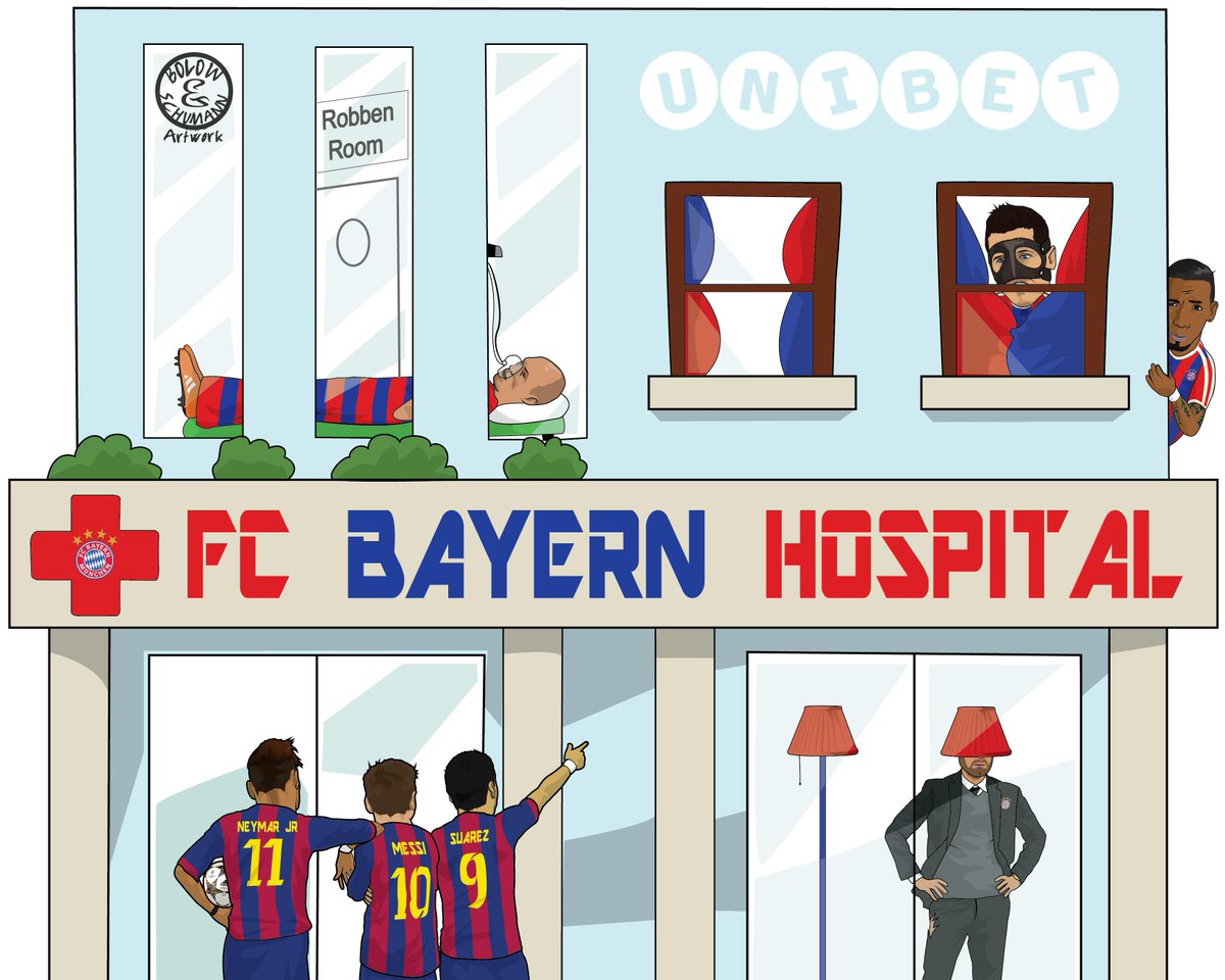 BolowArtwork's tweet photo. When #Barca arrives in #Bayern today... 
#BarcaBayern #ChampionsLeagueSemifinals http://t.co/jKcUNhRdUP