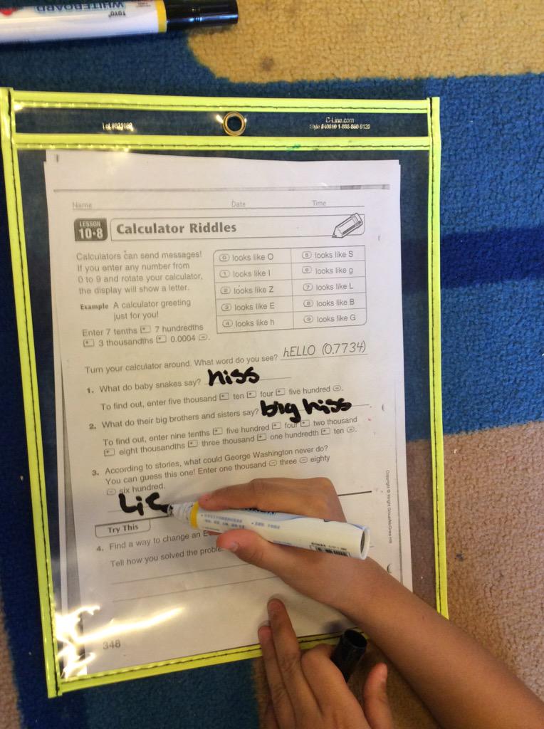 Solving calculator riddles during enrichment options #sisrocks