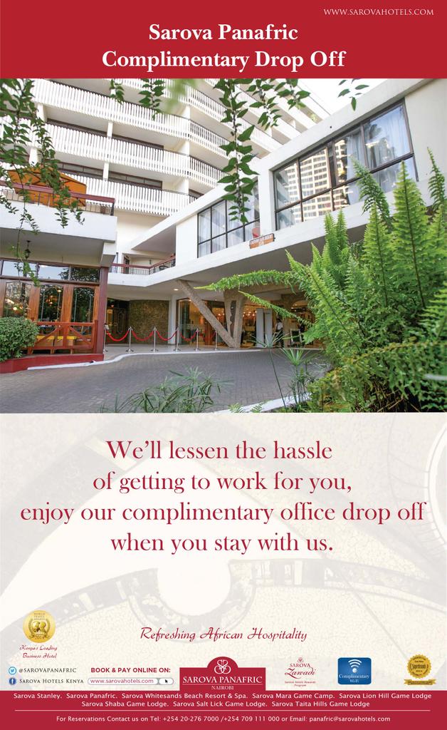 SarovaPanafric's tweet photo. Stay with us &amp; enjoy a hassle free complimentary drop off come rain or fuel shortage. #discoversarova http://t.co/Z1dvZ2vLeK