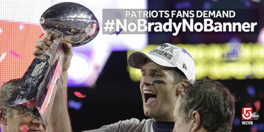 WCVB's tweet photo. Should #Patriots delay raising of #Super Bowl banner until #Brady returns? #NoBradyNoBanner http://t.co/ecp60RWO9A http://t.co/tlXmP7wKGT