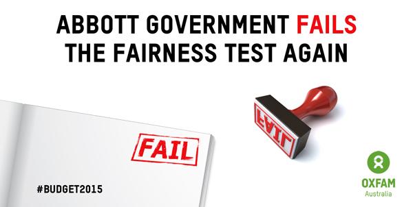 OxfamAustralia's tweet photo. The Government has made the worst cuts to #AustralianAid in history. RT if you think that's unfair. #budget2015 http://t.co/fceRPoOkd7