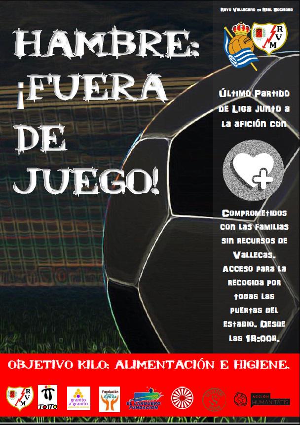 RayoVallecano's tweet photo. .@RVMOficial con la campaña HAMBRE: ¡FUERA DE JUEGO! http://t.co/3KpXJ8M34U
