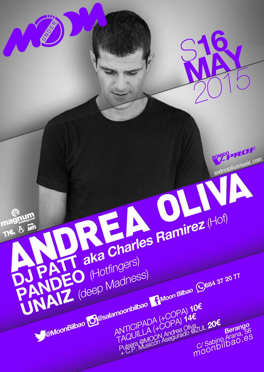 djpatthofrecord's tweet photo. SORTEO ENTRADAS - ANDREA OLIVA UNDER MOON - LISTA VIP DJ PATT. Consigue 2 pases VIP dobles retwitteando este cartel http://t.co/YFA01yUNM2